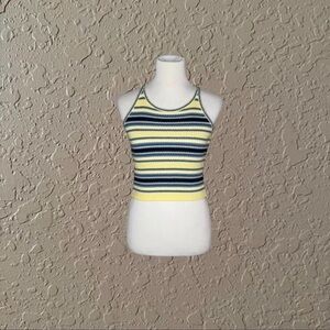 It's Our Time Yellow and Black Striped Crop Top